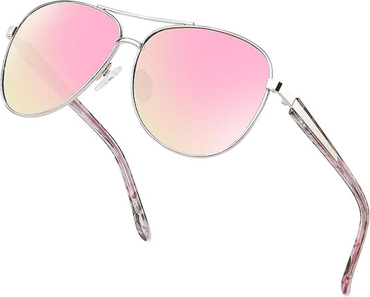 BIRCEN Polarized Aviator Sunglasses for Women : UV Protection Acetate Square Sunglass With Retro Classic Style