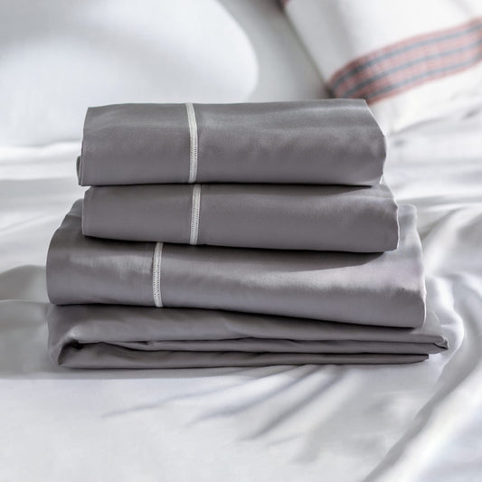 Layla Bamboo Bed Sheets | 100% Viscose from Bamboo | Breathable with Temperature Control | Soft, Silky, and Light Bed Sheets (Gray, King)