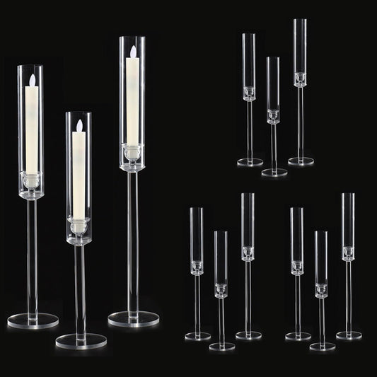 Vincidern 12pcs Clear Taper Candle Holder, Wedding Centerpieces for Tables, Acrylic Candlestick Holder for Dining Table, Long Candle Stick Candle Stand for Wedding, Party, Holiday, Event Decor
