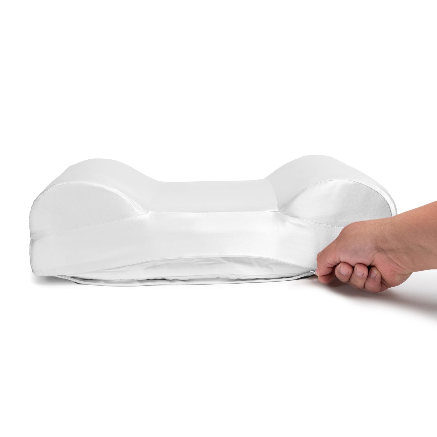 Austin Horn Classics Beauty Pillow – Anti-Wrinkle & Neck Support Memory Foam Sleep Pillow with White Mulberry Silk Cover – Ergonomic Back & Neck Support, Zippered Removable Cover, Made in USA