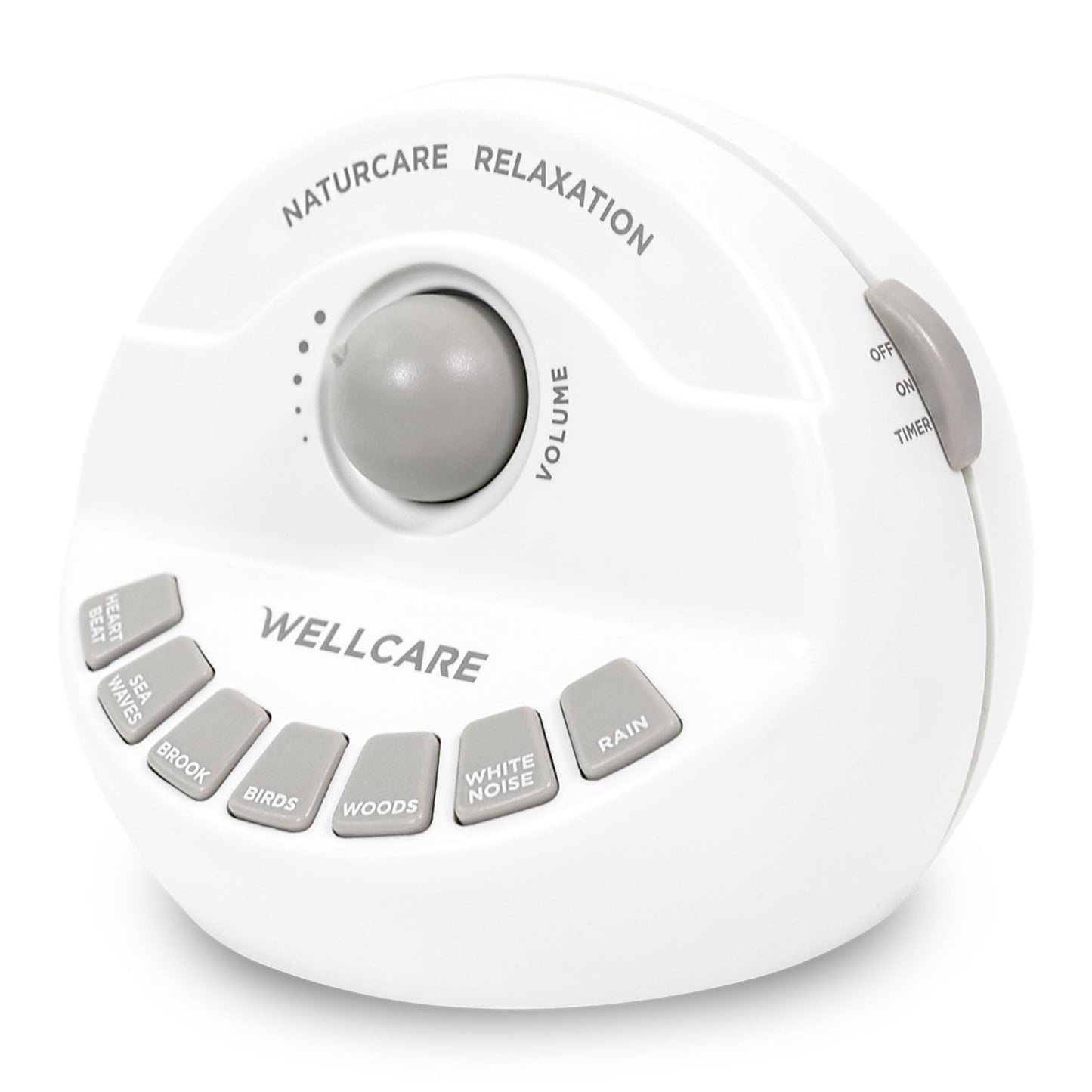 WELLCARE - Naturcare Sound Relaxation: White Noise & 7 Nature Sound Machine, Sleep Aid for Babies, Kids & Adults, Stepless Volume Control, Timer, Dual Power (Adapter or Batteries, Both Not Included)