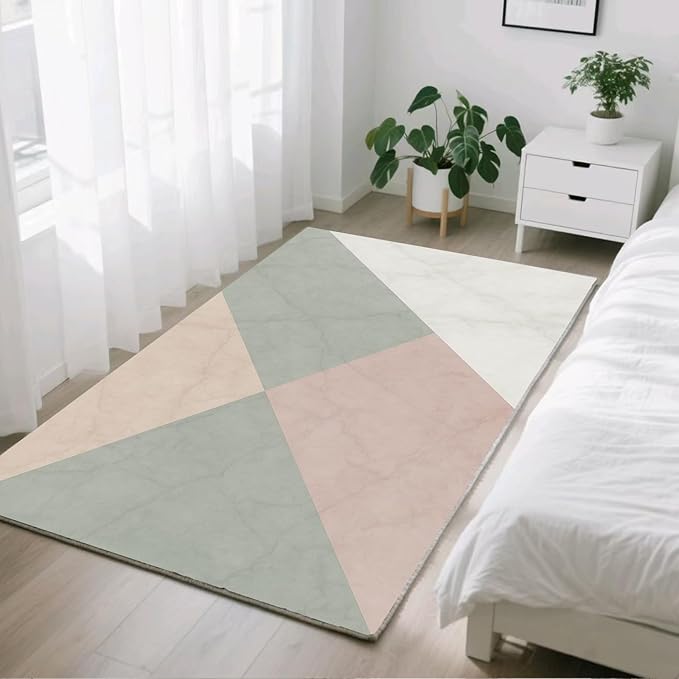Modern Marble Rug - 6x8 Area Rug, Minimalist Marble Rugs, Abstract Luxury Dining Room Rugs, Washable & Non Slip Large Carpet Home Decor