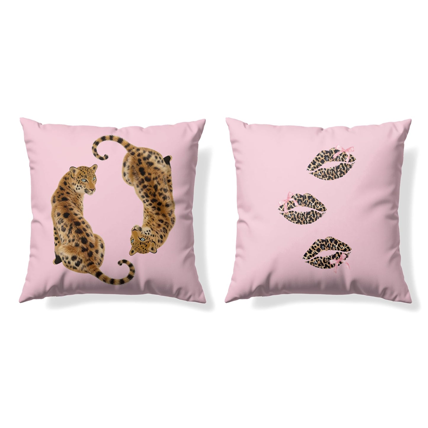 GTYNU Trendy Funky Cheetah Pink Y2K Luck 8 Ball Throw Pillow Covers 18x18 Set of 2,Cheetah Leopard Lover Gifts for Women,Coquette Preppy Pillow Covers for Girls Room Dorm Apartment Decor,（610）