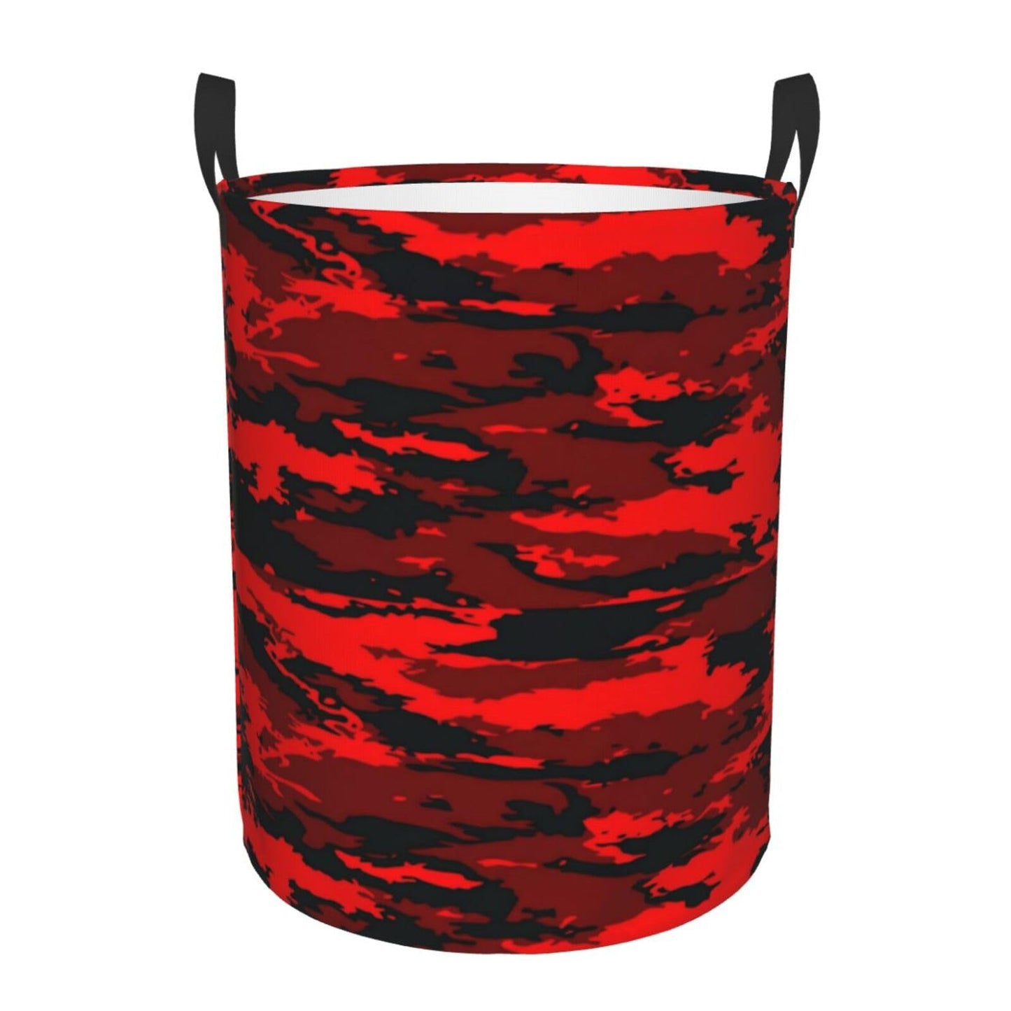 Gbuzozie Black And Red Camouflage Round Laundry Hamper Military Camo Storage Basket Toys Clothes Organizer Bin For Home Bathroom Bedroom Dorm Nursery, 62l