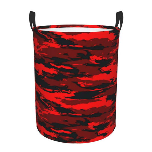 Gbuzozie Black And Red Camouflage Round Laundry Hamper Military Camo Storage Basket Toys Clothes Organizer Bin For Home Bathroom Bedroom Dorm Nursery, 62l