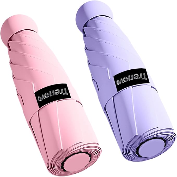 Travel Mini Compact Folding Umbrella with Case - UV Sun & Rain Protection, Lightweight Portable Pocket Umbrella for Women Men Kids, Fits Purse Backpack