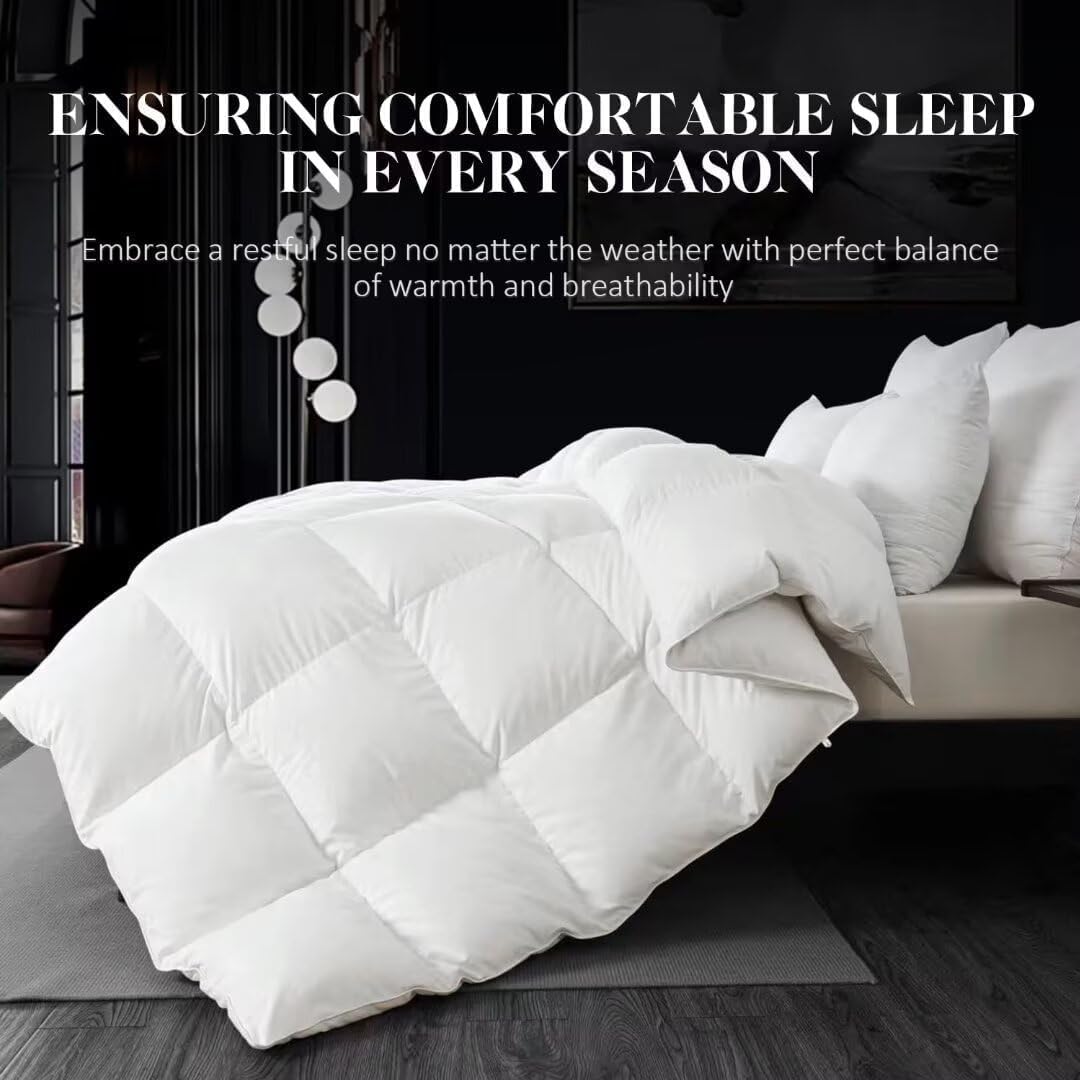 WhatsBedding Feather Down Fiber Comforter,Duvet Insert King Size, 106"x90"