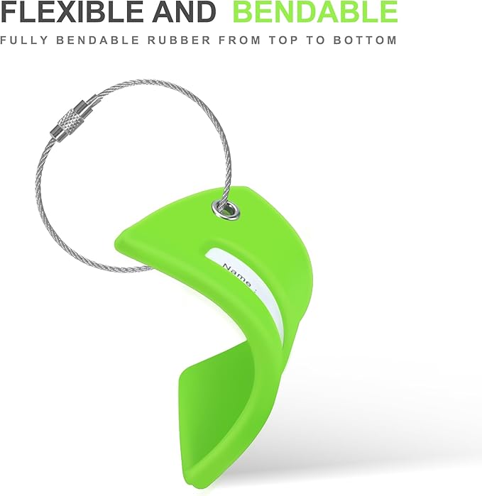 Gostwo 2 Pack Silicone Luggage Tags for Suitcases, 26 Initial Letter Baggage Labels Handbag School Bag Suitcase Instrument Tag with Stainless Steel Loop(Green)(Letter N)