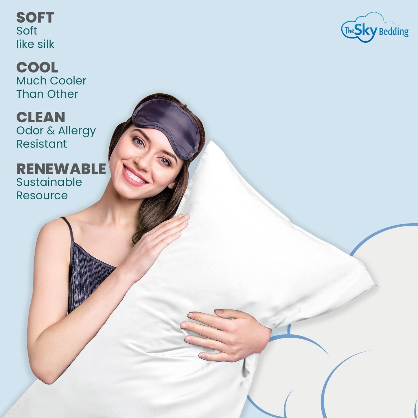 The Sky Bedding Body Pillow Cover – 500 Thread Count Egyptian Cotton Long Pillowcase with Hidden Zipper Closure – Soft, Breathable & Durable Body Pillow Protector (Dark Grey, 20x54 Inch)