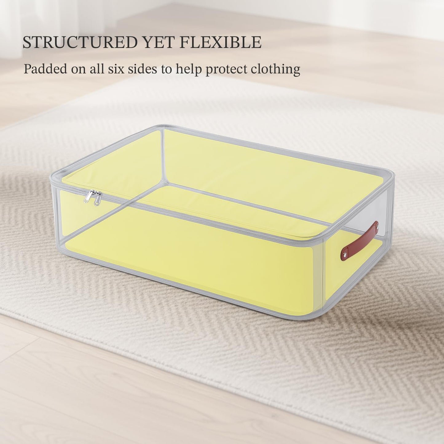 Cloncep Design Under Bed Storage Container – Foldable Underbed Storage Bin for Clothes & Bedding, Premium Canvas Storage Box with Lid, Low Profile 8″ Organizer with Handles