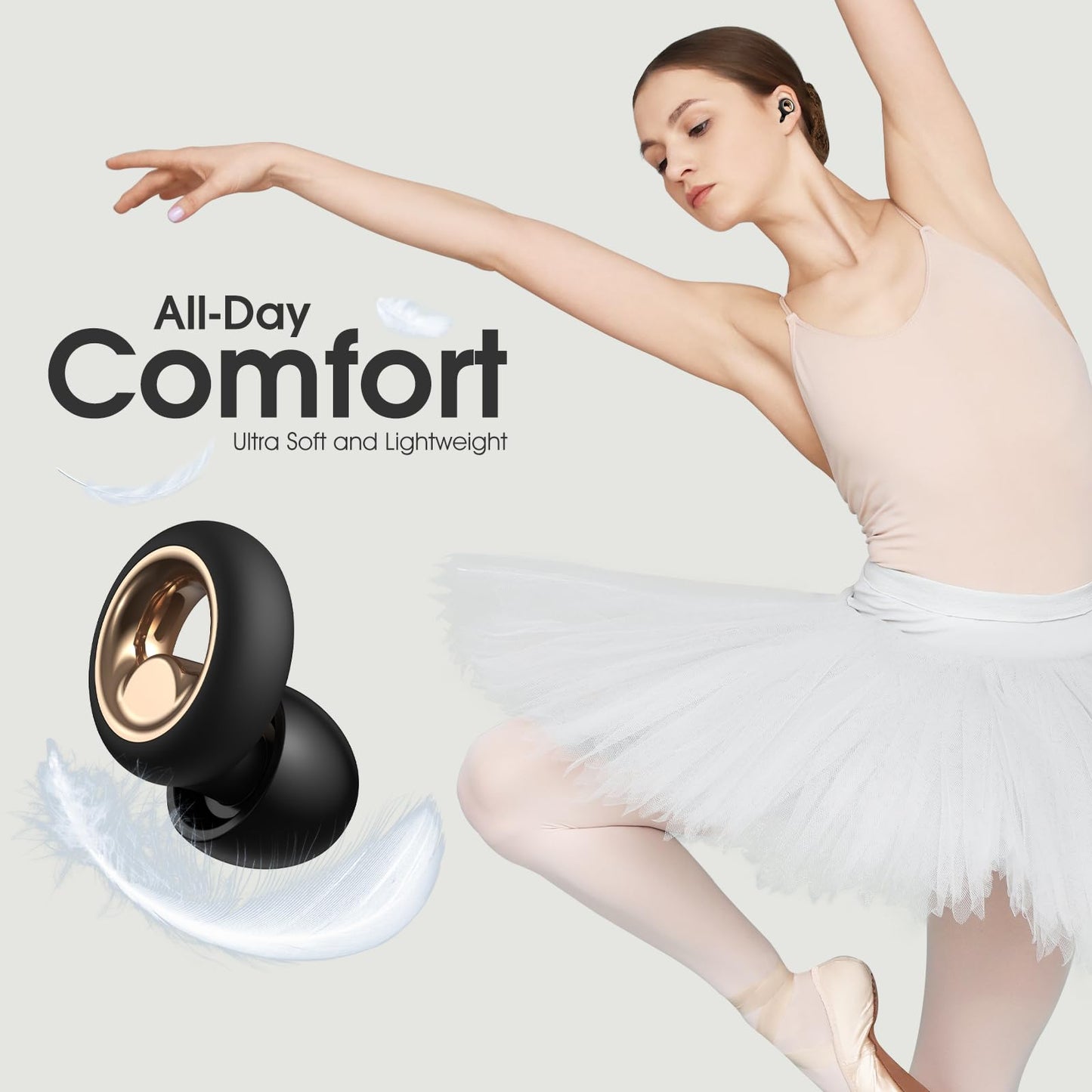 Vosaf 45dB Ear Plugs for Sleeping Noise Cancelling, Soft Earplugs for Concert, Reusable Ear Plugs for Noise Reduction with 8 Ear Tips, Silicone Hearing Protection for Work, Travel(Midnight Gray)