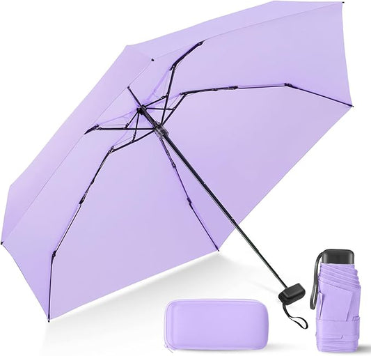 LEAGERA Compact Travel Umbrella with Case - Mini Umbrella for Purse, Small Lightweight &Tiny Design Perfect for Parasol Outdoor Sun&Rain Umbrellas