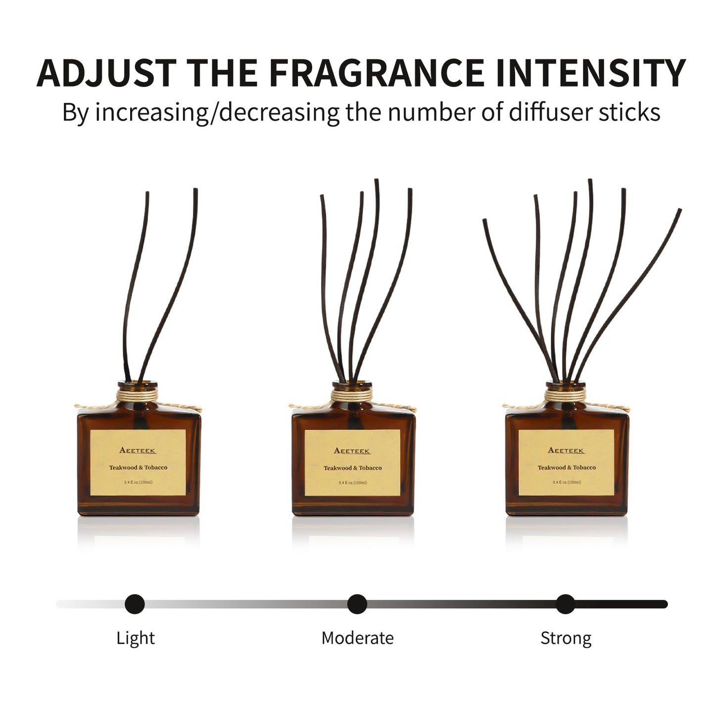 Aeeteek Reed Diffuser, Eucalyptus & Citrus Scented Oil Diffusers for Home with Dried Flowers, 3.4 Fl Oz Essential Oil Diffuser for Bathroom, Elegant Fragrance for Room Decor