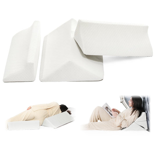JFNoraiva Foam Wedges for Positioning in Bed – 3in1 R-shaped Wedge Pillows for Seniors,Adult,Long Term Bedridden Patient,for Back Pain Relief,Reduce Snoring,Post Surgery Recovery,Cover Removable,White