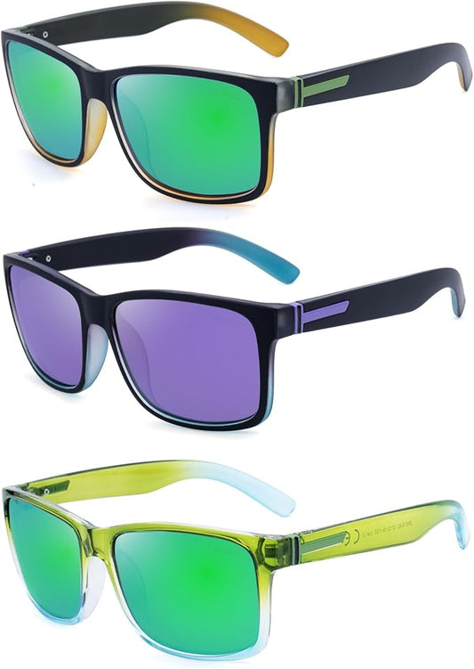 LECKIRUT Vintage Polarized Sunglasses for Men Women Retro Oversized Square Mirror Sun Glasses