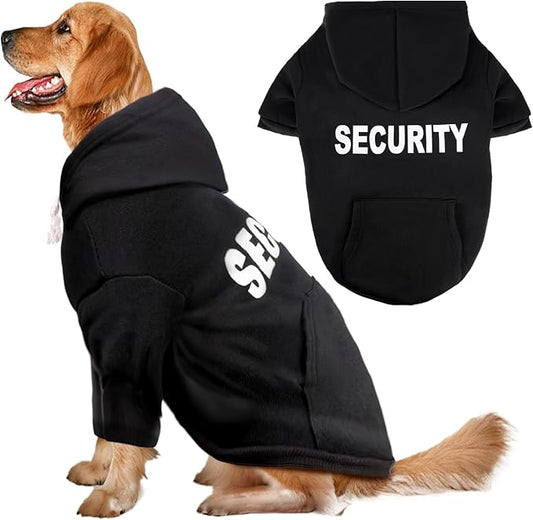BAOBICUTE Dog Basic Hoodie Soft Dog Clothes Cold Weather Sweaters for Medium Large Dogs Cozy Fabric Warm Sweatshirt with Leash Hole (Security, X-Large)