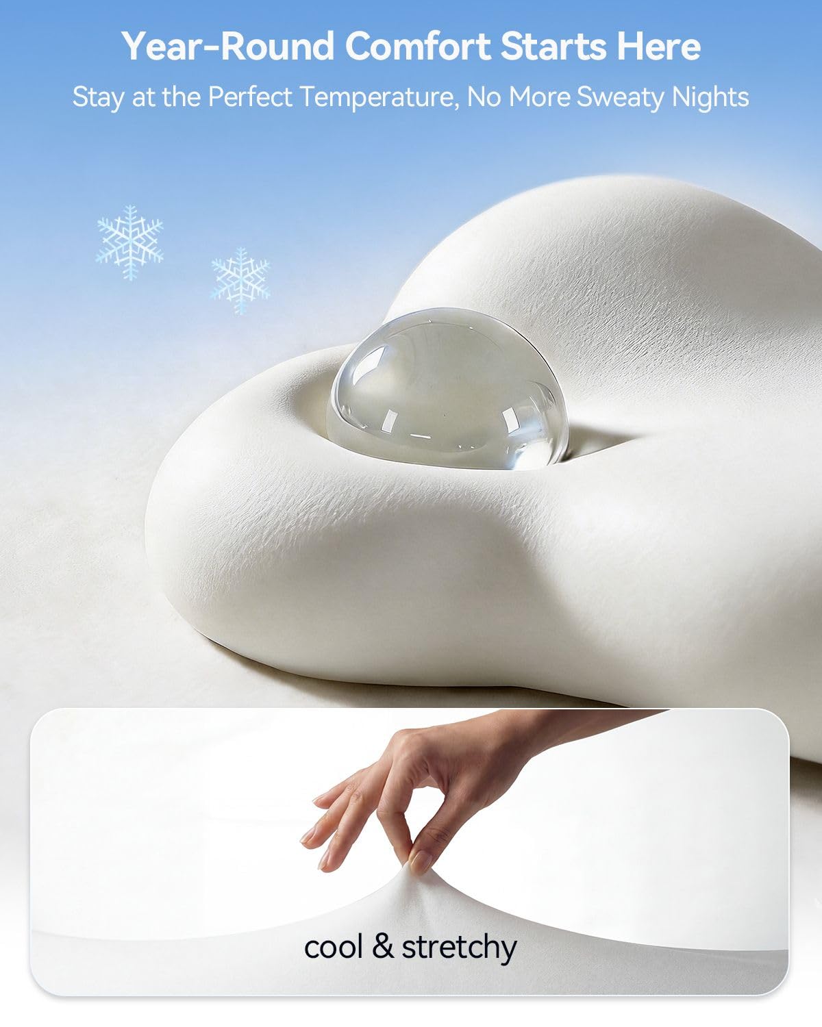 COMFYPIL Cervical Pillow for Neck Pain Relief, Ergonomic Contour Memory Foam Pillow for Side Back Stomach Sleepers, Deep Sleep Pillow for Cloud-Soft Shoulder Support with Cooling Pillowcase, White