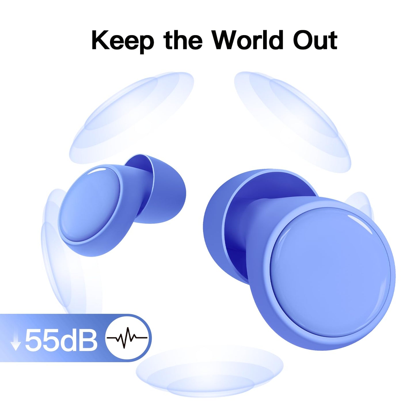 55dB Ear Plugs for Sleeping Noise Cancelling, Noise Reduction Earplugs for Sleep, Snoring, Side Sleepers, Reusable Hearing Protection Ear Plugs for Concerts, Airplane, Silicone Sleep Earplugs (Blue)