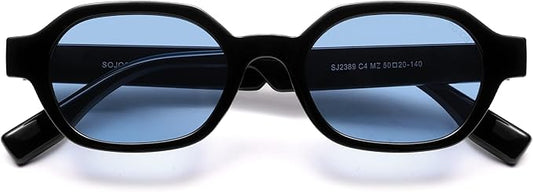 SOJOS Retro Polarized Hexagon Sunglasses for Women Men, UV400 Trendy Rectangle 70s 80s 90s Shades SJ2389