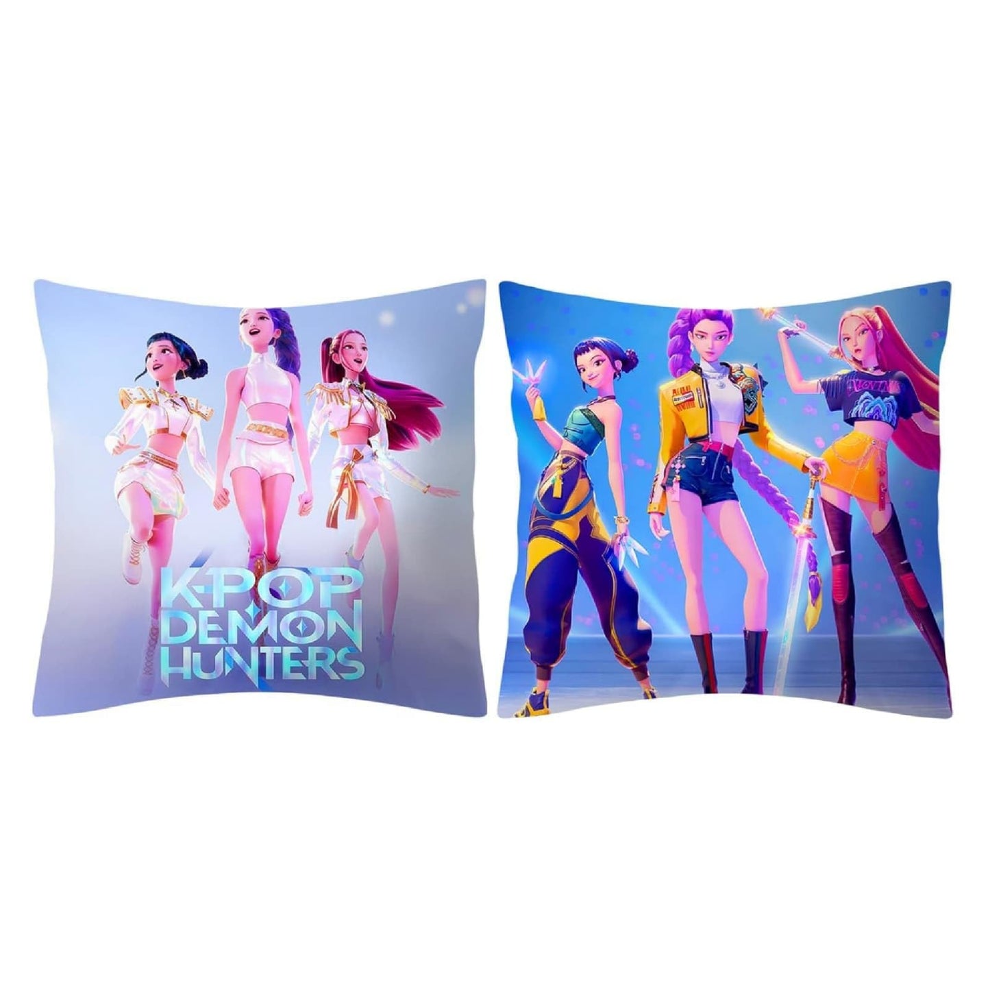 GISEO Demon Movie Hunters Pillow Covers, 2 Pack 18" x 18" Korea Pop Unique Designs Decorative Throw Pillow Cases for Themed Parties & Room Decor