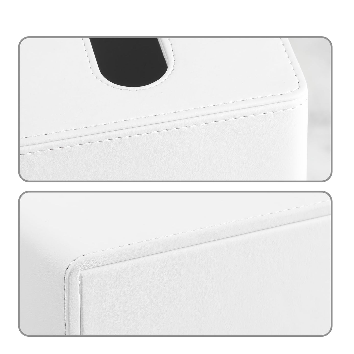 MEIBOOCH PU Leather Tissue Box Cover Square Tissue Box Holder with Magnetic Closure (Cream-White)