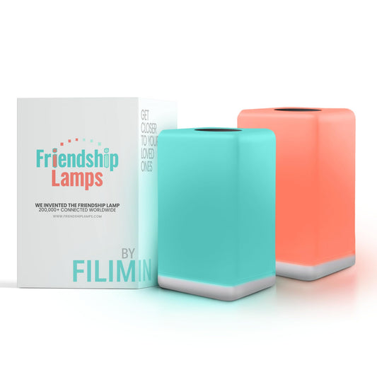 Friendship Lamp FriendLi by Filimin - Subscription Required Wi-Fi LED Light for Long Distance Touch Lamp, Present for Best Friend, Relationship, Family, Unique Gifts, Easy App Setup - Set of 2