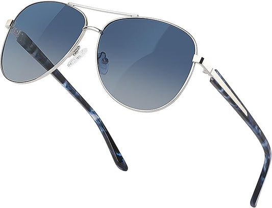 BIRCEN Polarized Aviator Sunglasses for Women : UV Protection Acetate Square Sunglass With Retro Classic Style