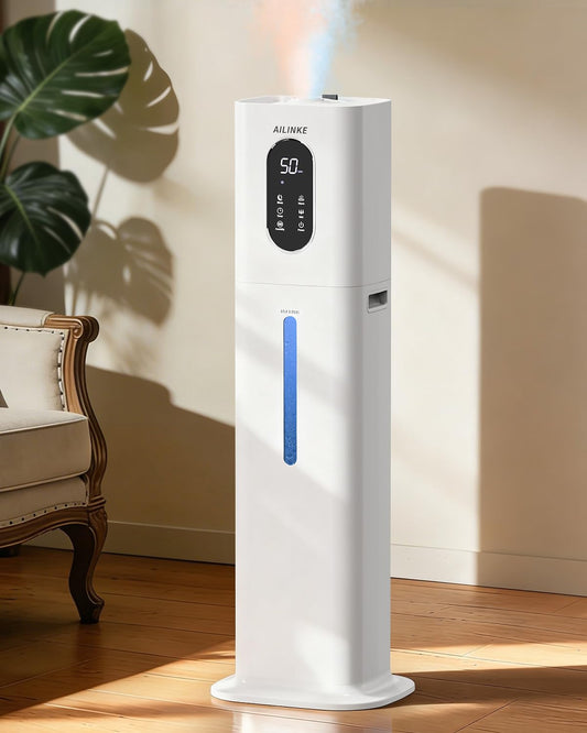 AILINKE Humidifiers for Bedroom 500 sq ft, 2.1Gal/8L Warm & Cool Mist Humidifier Large Room with Essential Oil Diffuser, Large Room Humidifiers for Home Baby Nursery Office Plants, White