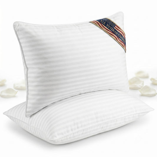 Better Bedding Company Bed Pillows for Sleeping - Standard/Queen Pillows Set of 2 - Cooling Down Alternative Hotel Quality Pillow for Side, Back & Stomach Sleepers - 100% Cotton Cover Bedding