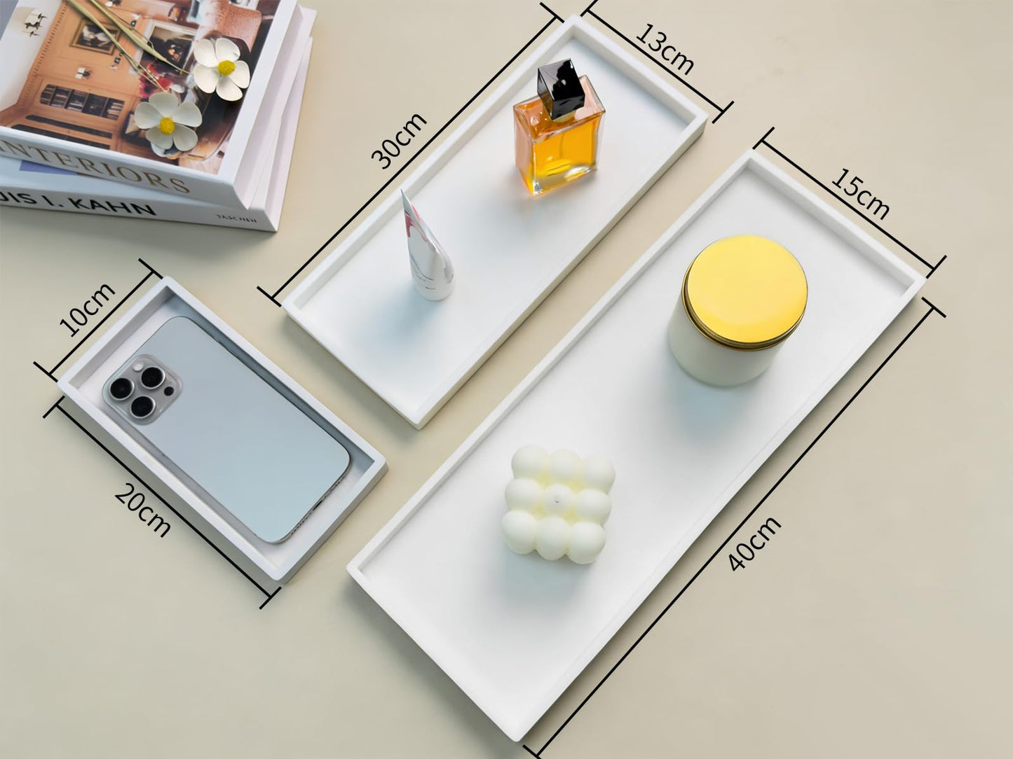 Bloss Bathroom Counter Marble Tray and Soap Holder - 15.7x5.9 inch Silicone Bathroom Vanity Trays, Marble Tray for Kitchen Counter, Toilet Tank Tray,Trays for Perfume, Jewelry,Candle, Key