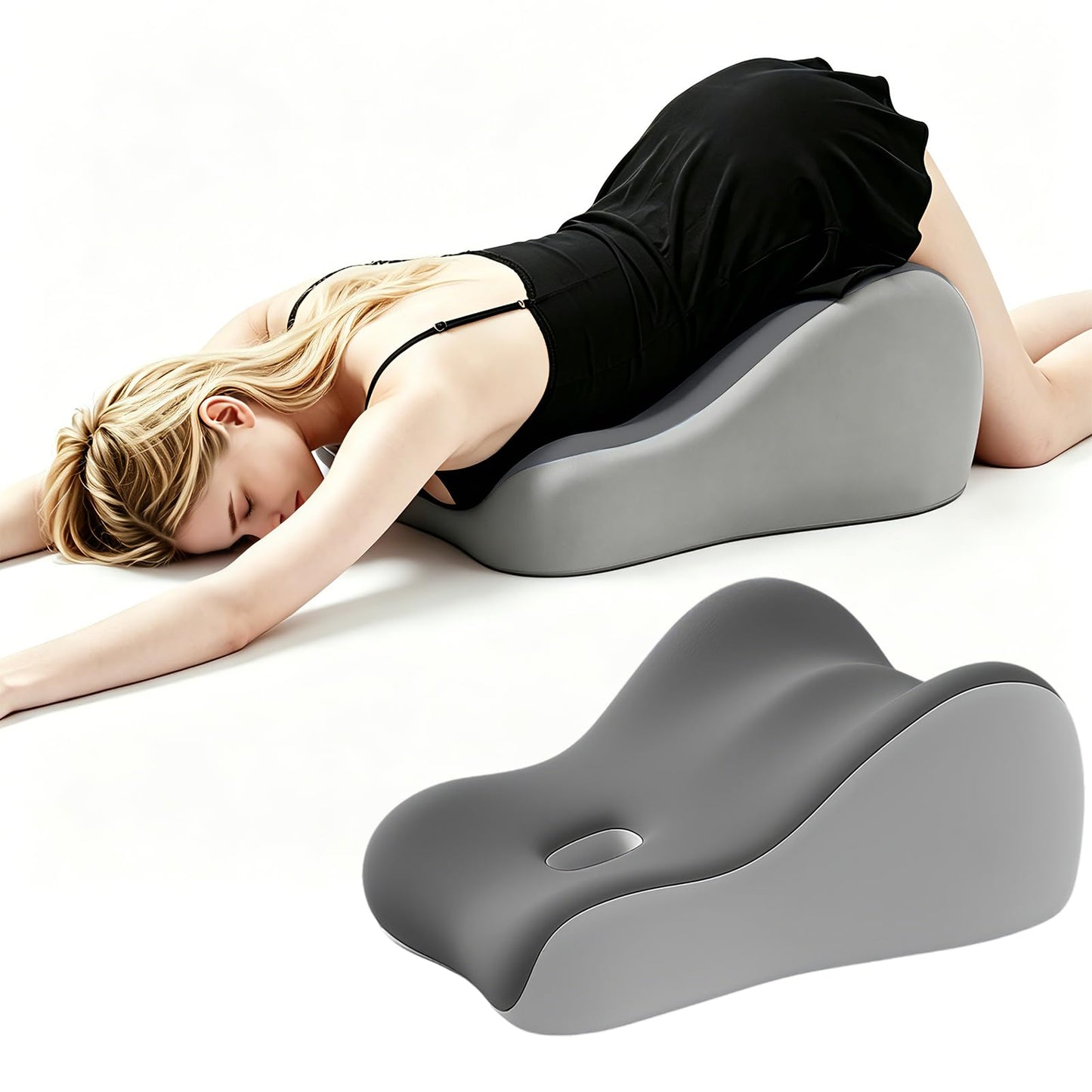 KUYOVORA Memory Foam Wedge Pillow Intimacy Couples Pillow, Pregnant Ergonomic Contoured Position Pillow for Sleeping & Reading, Multi-Functional Bed Pillow Back Support Cushion Double Grey