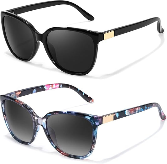 FIMILU Polarized Sunglasses for Women, Trendy Fashion Sun Glasses Square Retro Glasses UV Protection for Daily Outdoor 2pack