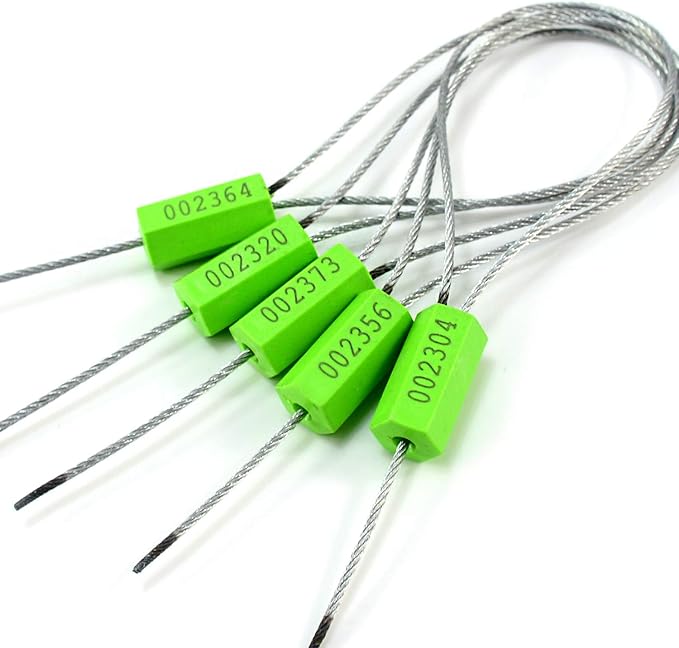 Leadseals(R) 500 Anti-Tamper Proof Security Cable Seals Disposable Self-Locking Padlock Shipping Security Tags Numbered(Pack of 500 PCS) (Green)