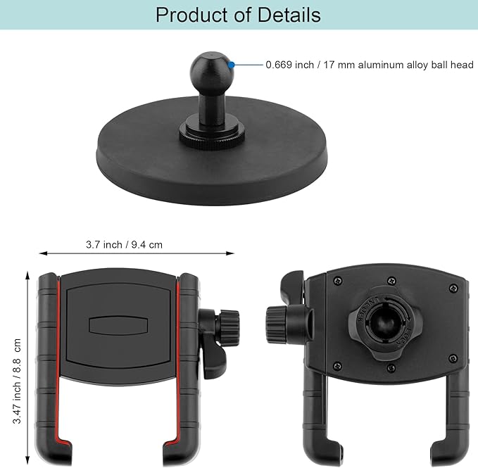 Gym Magnetic Phone Holder,Strong Magnetic Base Metal Ball Joint,for Fridges/Motorcycle Tank/Motor Vehicle,Phone Holder Gym Accessories for Men Women,Adjustable Clip Fit for 3.5~7.5 inch Smartphones