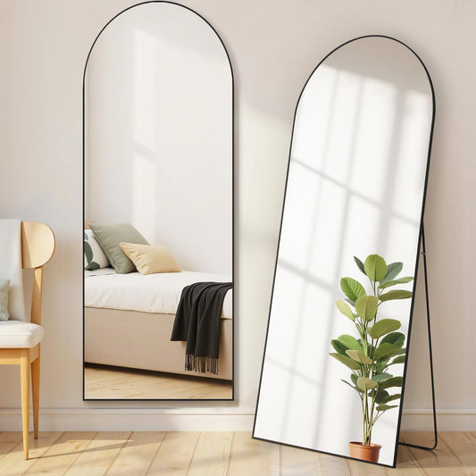 Aidoly Arched Mirror Full Length, Upgraded 21"x64" Body Wall Mirrors with Shatter-Proof Glass, Floor Standing, Hanging or Leaning, Large Tall Arch Mirror with Stand Aluminum Alloy Frame