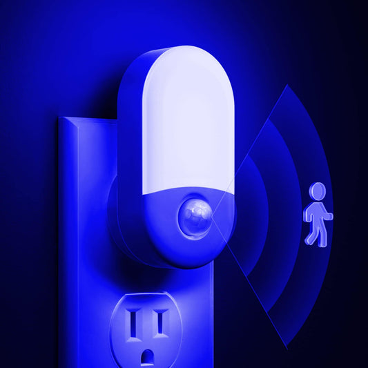 L LOHAS LED Blue Night Light Plug in, Blue LED Night Lights Plug into Wall, Adjustable Brightness, 0.6W LED Night Lights for Kids Bathroom Bedroom Independence Day Decorations, 4 Pack