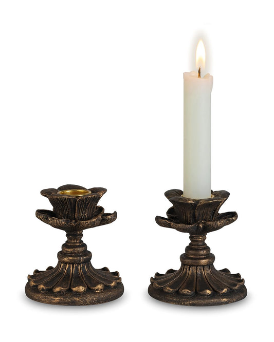 Inweder Taper Candle Holder Vintage: Resin Candlestick Holders Small Candle Sticks Holder Antique Decoration for Dinning Table Mantel Wedding Centerpieces Halloween Christmas Set of 2