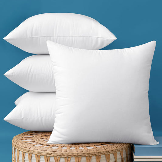 MIULEE Pack of 4 18x18 Outdoor Pillow Inserts, Water-Resistant Throw Pillow Inserts Decorative Premium Square Pillow Stuffer Sham for Porch Swing Couch Sofa Cushion Patio Furniture