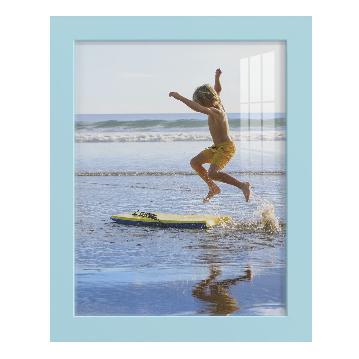 Renditions Gallery 8x10 inch Picture Frame High-end Modern Style, Made of Solid Wood and High Definition Glass Ready for Wall and Tabletop Photo Display, Blue Frame