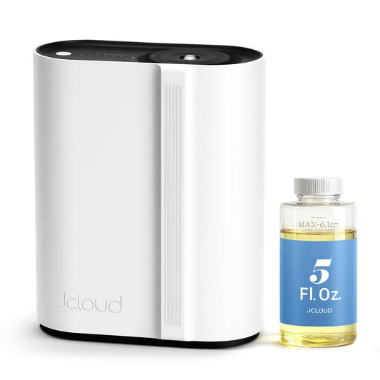 JCLOUD Hotel Scent Diffuser Starter Kit, Waterless Essential Oil Diffuser Cover Up to 2000 Sq Ft - HVAC Cold Air Scent Machine for Large Room, Home & Office, Instant Boost Mode, Included 5 Fl Oz Oils