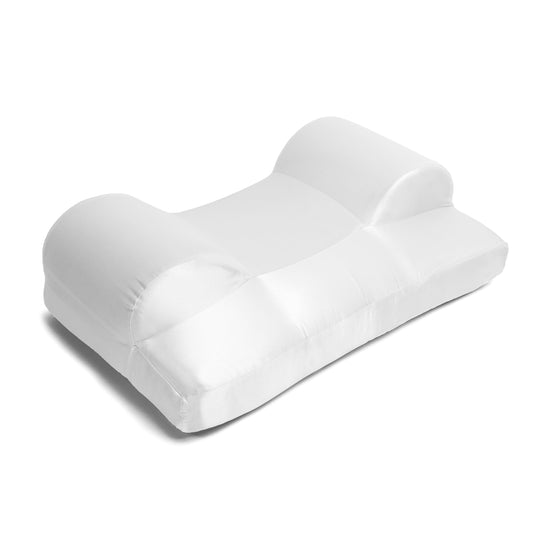 Austin Horn Classics Beauty Pillow – Anti-Wrinkle & Neck Support Memory Foam Sleep Pillow with White Mulberry Silk Cover – Ergonomic Back & Neck Support, Zippered Removable Cover, Made in USA