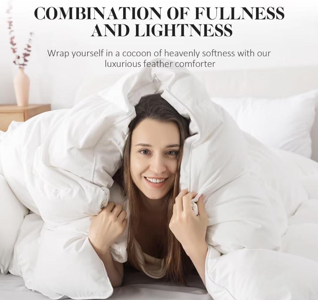WhatsBedding Feather Down Fiber Comforter,Duvet Insert King Size, 106"x90"