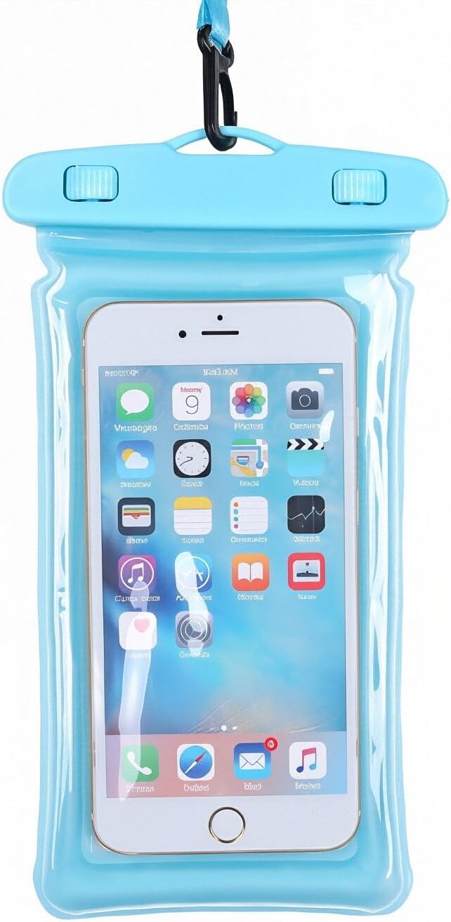 Sriyso Floatable Waterproof Phone Pouch- 7.2in Water Proof Cell Phone Case for Vacation Beach Pool Kayak Cruise Travel Essentials,Dry Bag with Lanyard for Most Models（Blue