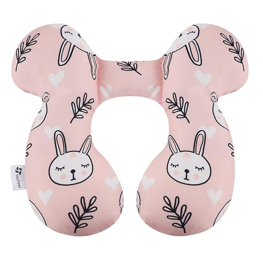 vocheer Baby Travel Pillow(Upgraded), Head and Neck Support Pillow for Pushchair, Car Seat,Stroller, Bouncer, Cotton (White Bear)