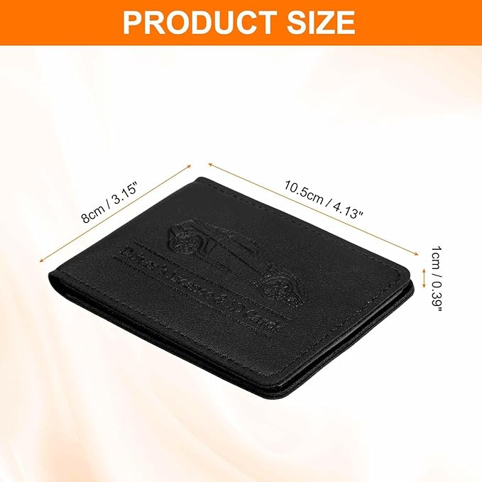 HARFINGTON Car Registration and Insurance Holder PU Leather Vehicle Glove Box Organizer Storage Accessories Car ID Holder with 10 Pockets for License ID Card Bank Card Documents, Black