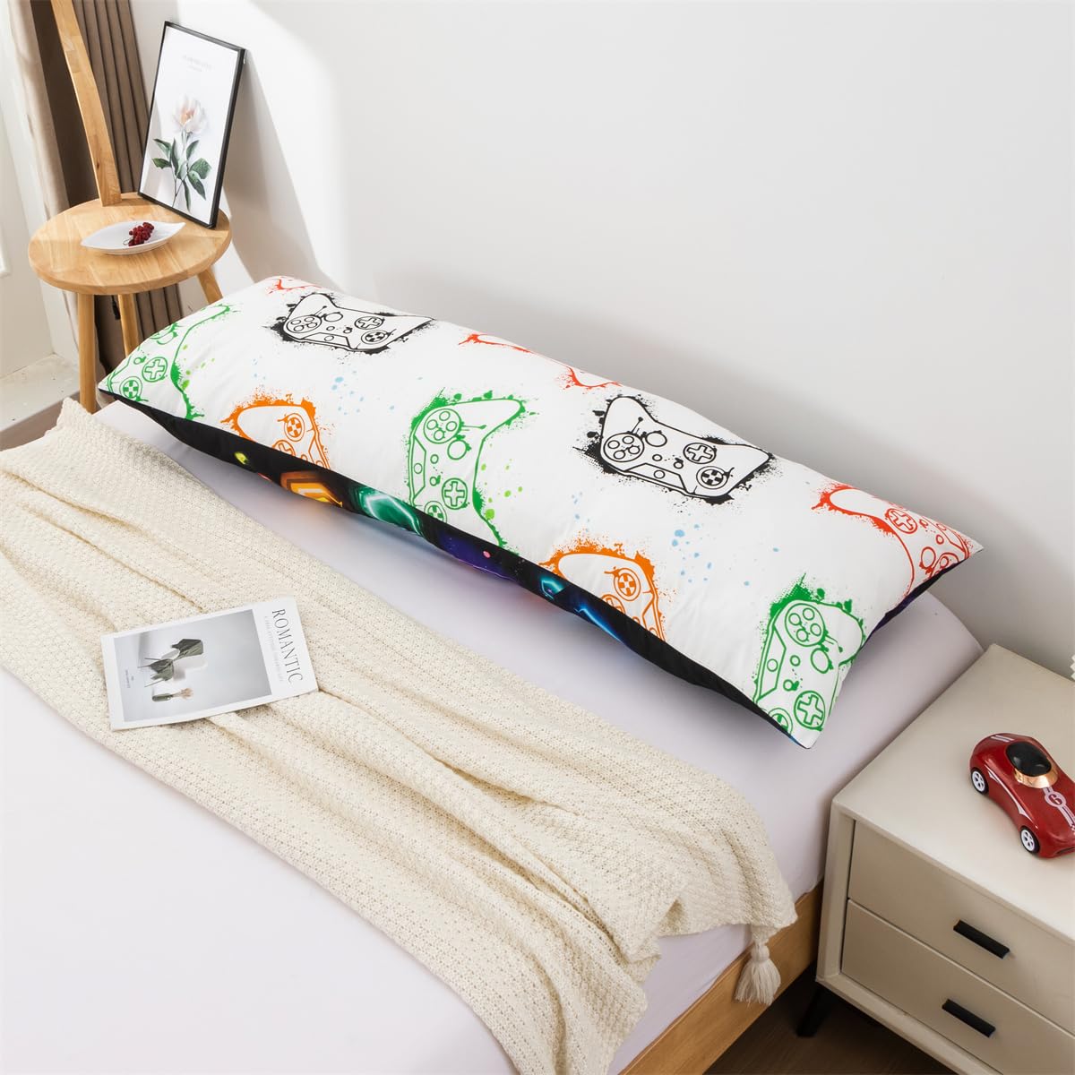 NTBED Space Gaming Body Pillow Cover Universe Game Console Microfiber Pillowcase with Envelope Closure for Kids Boys Adults,(20"x54",Multi)