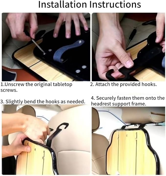 Folding Wood Car Back Seat Food Tray Table, Multi-Functional Car Seat desk for Eating, Working, Writing, Traveling(Natural)
