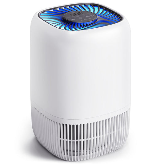 Air Purifiers for Home with High Efficiency Filter Up to 1076 Ft² for Pet Hair, Odors, Pollen, Smoke, Compact Air Cleaner with 3 Speeds, Timer, Aroma Quiet 360°Intake Filter, White