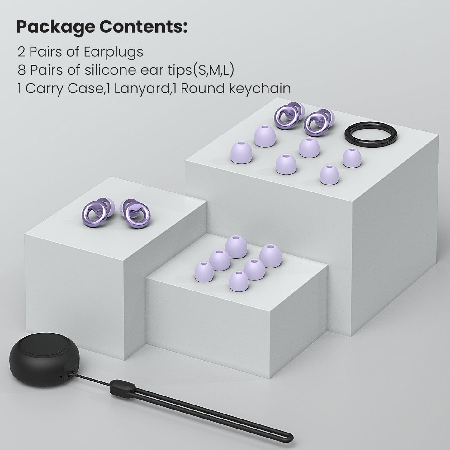 JUSTRVN Ear Plugs for Sleeping,2 Pairs of Stylish Reusable Noise Reduction Earplugs with 8 Pairs Tips & case,Hearing Protection Earplugs for Concert,Travel,Work,Live Events - 25dB-30dB