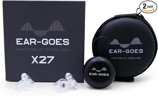 X27 Noise Reduction Earplugs for Sleeping - Reusable Noise Cancelling Earbuds, Featuring Two Sizes in One Case, Hearing Protection Silicone Earplugs for Sleeping, Shooting, Construction, and Aviation